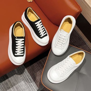 2025新款春夏季真皮厚底百搭休閑小白鞋女松糕底餅干鞋運動板鞋女