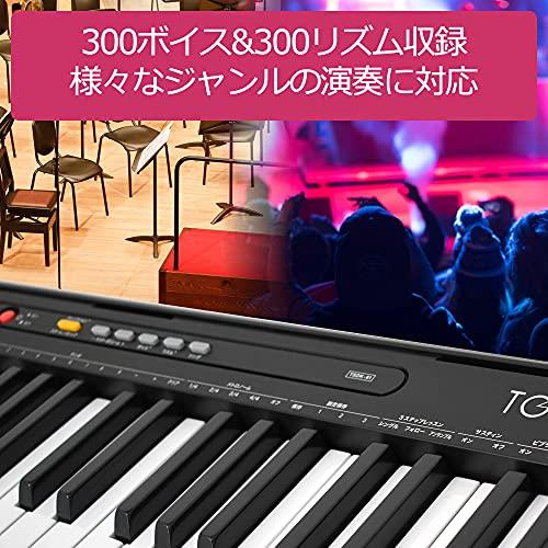 TORTE トルテ 電子キーボード 61鍵盤 日本語表記 300ボイス 軽量スリム設計 TSDK-61 BK 初心者向け 教本付きライトセット