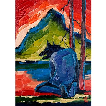 狼畫隱士原創藝術塔羅牌藝術品 Inpato 藝術小幅油畫