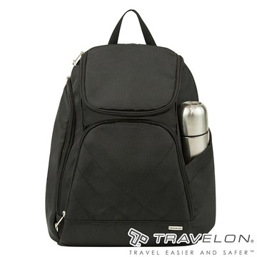 【Travelon美國防盜包】經典素面風格防割鋼網後背包(TL-42310黑/雙肩包/RFID防盜)