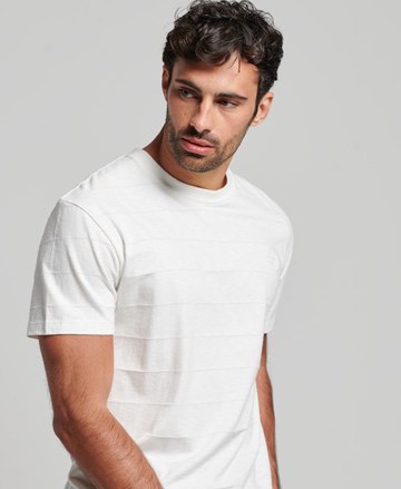 Superdry Men's Men's Classic Graphic Embroidered Organic Cotton Vintage Texture T-Shirt, White, Size: M