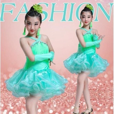 店長オススメ ラテン キッズダンス衣装 フリンジ ワンピース 子供