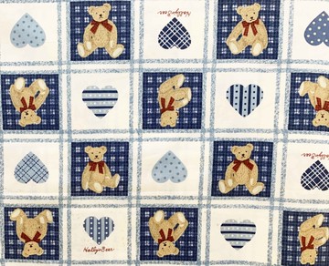【震撼精品百貨】Holly's Bear 泰迪熊~日本SANRIO三麗鷗 泰迪熊日本正版布料110X100CM-格子藍*55800