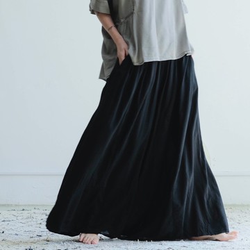 寬版長褲裙 / 嫘縈 黑