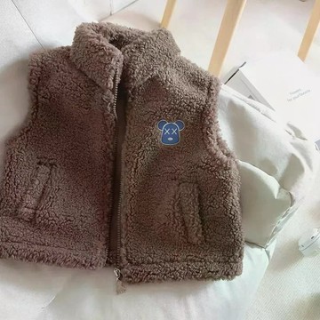 兒童卡通羊羔絨背心秋冬男女童保暖坎肩毛毛馬甲立領加厚外套 兒童秋冬馬甲 保暖馬夾外套 兒童馬夾 坎肩 兒童背心外套