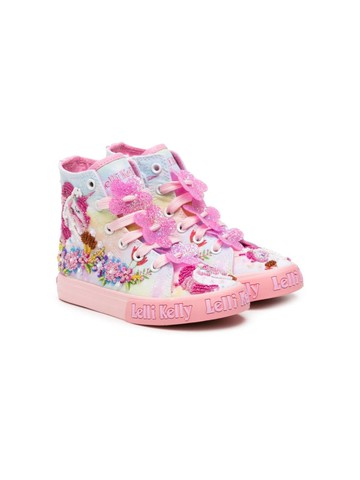 Lelli Kelly - Unicorn rainbow-print beaded sneakers - kids - Fabric/Rubber/Fabric - 31 - Pink