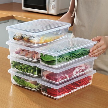 冰箱整理神器食品級瀝水專用保鮮盒家用長方形廚房肉類收納盒