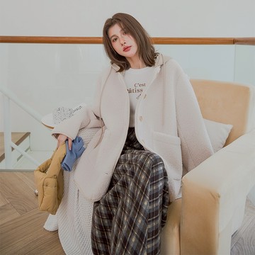 【HARPER】羊羔毛外套 附可拆式針織帽| 現貨  羊羔毛外套 厚外套 連帽【JTD58746H】