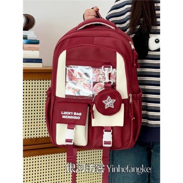 高顏值學院透明痛包書包女初中生高中生百搭大容量雙肩包電腦背包