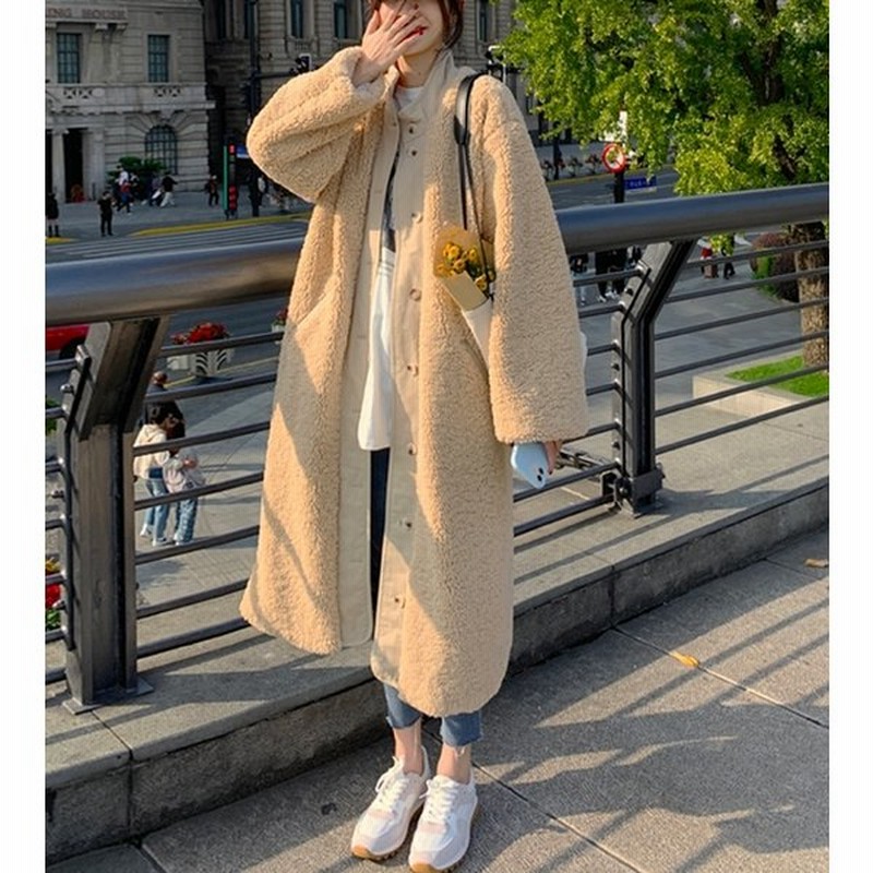 ノーカラーコート ムートンコート アウター コート ロング丈 無地 ３色 パイピング プチプラ 大人かわいい トレンド お出掛け 通勤 秋冬 通販 Lineポイント最大0 5 Get Lineショッピング