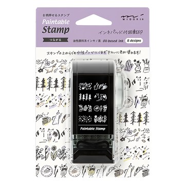 MIDORI 迴轉印章 附印台 連結 油性顏料系印墨 8 designs  黑色  1個