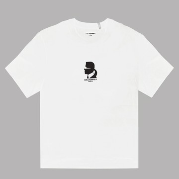 KARL LAGERFELD 卡爾 老佛爺剪影頭像棉質短T恤.白 S