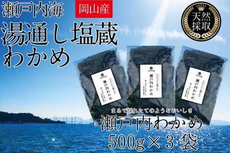 湯通し塩蔵 瀬戸内 わかめ 500g×3袋