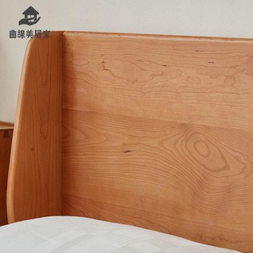 北歐 實木  櫻桃木 雙人床現代簡約日式小戶型 軟包 主臥床1.5m1.8m婚床qxm7241