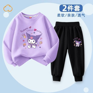 TL 女童套裝 中大童套裝 女童衛衣 女童衛褲 新款女童秋裝 兒童薄款春秋套裝 卡通套裝 衛衣長褲兩件套