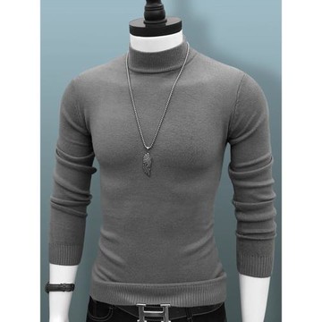 潮牌半高領羊絨衫男士秋冬新款毛衣打底衫韓版大碼修身潮流針織衫