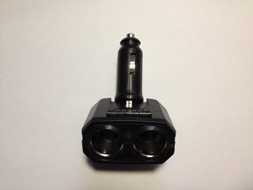 權世界@汽車用品 折疊式 2孔點煙器 電源插座擴充器 LED藍光 直插可調式 SR-311