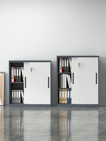 辦公室鐵皮文件柜推拉移門矮柜儲物柜帶鎖檔案柜資料柜隔斷邊柜子