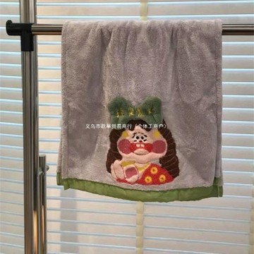 富婆刺繡情侶款毛巾吸水速干不掉毛珊瑚絨家用洗臉巾刺繡長款面巾