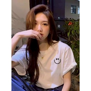 【ⓇⒺⓃⒶ 台灣現貨每天出】簡約棉質短袖上衣/春夏/印花/寬鬆/上衣/舒適/彈性/圓領【R21991】