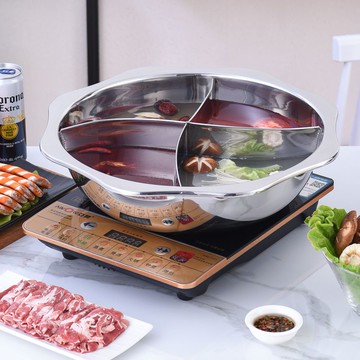 【優選百貨】鴛鴦鍋 三味火鍋 四宮格鍋 火鍋 盆清湯鍋 鴛鴦鍋 電磁爐專用四味火鍋鍋