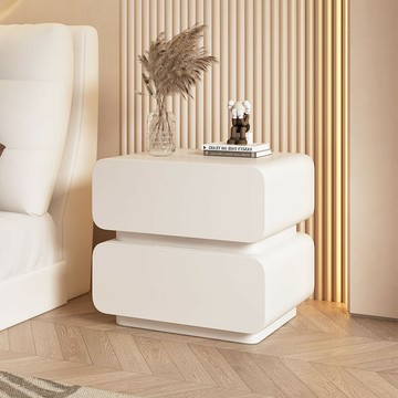 免運 開立發票 床頭櫃 收納櫃 邊櫃 奶油風床頭櫃簡約現代實木皮質床邊櫃小型臥室超窄極簡迷你收納櫃