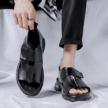 涼鞋夏季男透氣2026新款氣墊防滑軟底涼拖鞋男士皮鞋沙灘休閑鞋子