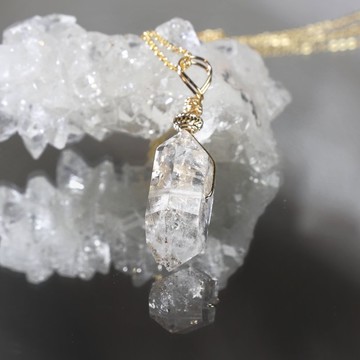 一圖一物│#570 閃靈鑽雙尖水晶原石水晶項鍊 高頻能量 療癒心靈