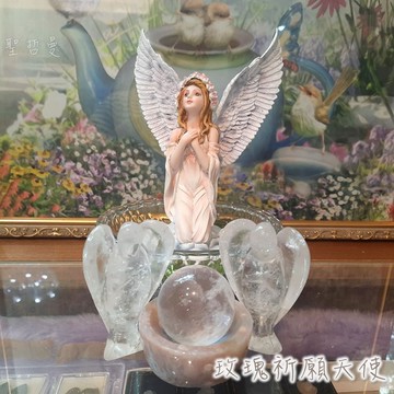 玫瑰祈願天使15.5公分高 ＊雕塑 雕像 擺飾＊祈禱天使 儀式