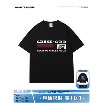 GTG原創美式復古潮牌字母圓領短袖男寬松oversize高街百搭半截袖