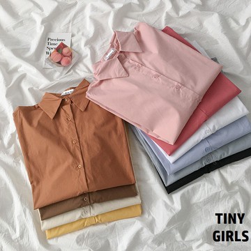 【太妮絲M58】現貨 現現貨🔥推薦款🔥夏季 素色襯衫 長袖襯衫 襯衣 寬鬆 Chic ins 百搭