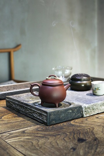 送禮紫砂壺茶壺三足炉鼎 工艺师作品  底槽清 220ml 潘云燕作品