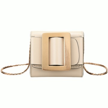 BOYY Buckle 玫瑰金仿舊方釦斜背卡片夾/零錢包(可拆鍊帶/卡其色)