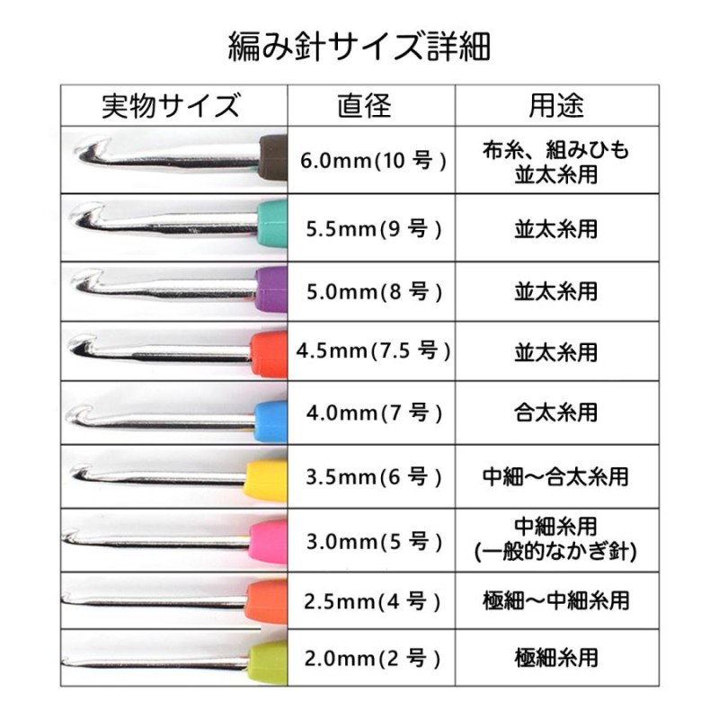 紫③ かぎ針 8本 かぎ針編みフックセット 専用ケース付き 小物