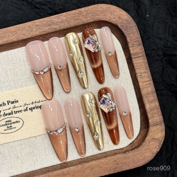 ✨Hannah✨【美拉德巴洛克】法式貓眼布契拉提氣質輕奢美甲穿戴甲美甲美甲師瑞卡曼 UFZ1