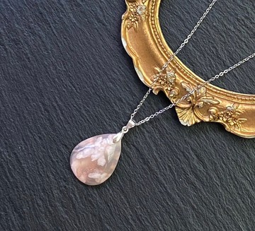 櫻花瑪瑙 花開富貴 天然果凍體 增強運勢 925銀鈦鋼項鍊 客製禮物