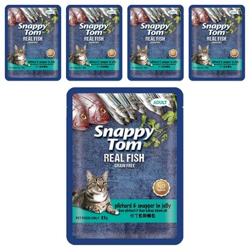 Snappy Tom 幸福貓 無穀貓餐包 沙丁魚+鯛魚 不含防腐劑  85g  5包