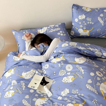 蘭金喵  單人雙人床單/床包 手繪貓咪40支純棉床品 枕套被套另購