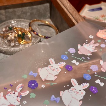 朝顔とウサギ-牽牛花與兔 PET膠帶