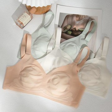 超薄款防凸點內衣女大胸顯小舒服光面無痕無鋼圈承托冰絲文胸夏季