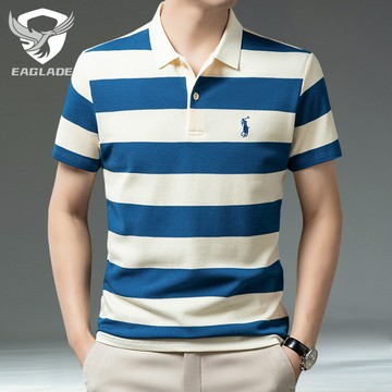 EAGLADE 有領男士 Polo T 恤男士透氣 Q201 藍色 K11