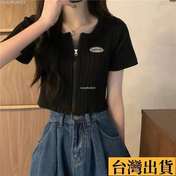 🌈台倉出庫🌈 小衆T恤女 針織T恤 短袖上衣女 短袖女 性感上衣 打底衫女 T恤女 修身短袖 短款上衣 短版上衣 短