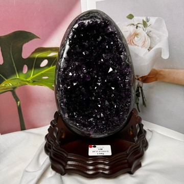 超美綠瑪瑙邊54號2.59kg頂級烏拉圭拋光皮 紫水晶恐龍蛋晶洞ESPa+♥️紫水晶洞 紫晶洞 晶洞 水晶 A3405
