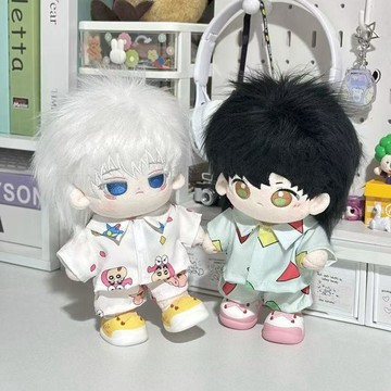 蠟筆小新印花睡衣棉花娃娃坐姿20cm娃衣一番賞換裝服套裝娃衣扭扭棒衣服 娃衣套裝 可愛棉花娃娃