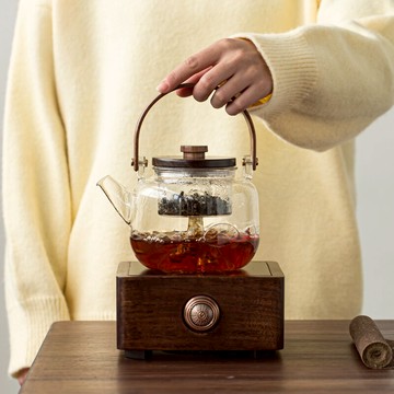 耐熱玻璃蒸汽煮茶壺電陶爐煮茶器茶水分離耐高溫大容量木蓋提梁壺