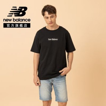 【New Balance】N標誌印花短袖上衣_男性_黑色_MT6161TQBK
