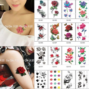 柔美花卉系列 荷花 玫瑰花 牡丹👑大邱紋身👑【T08G】TATTOO 防水 紋身貼紙刺青貼紙紋身貼刺青貼 T08