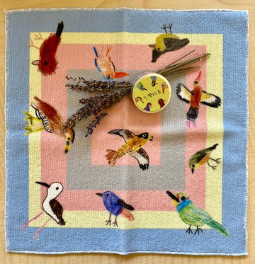 童趣插畫 台灣的鳥 小方巾 紙膠帶 2件組