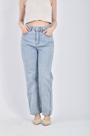 (L) wooyonnee高腰丹寧牛仔藍色長褲