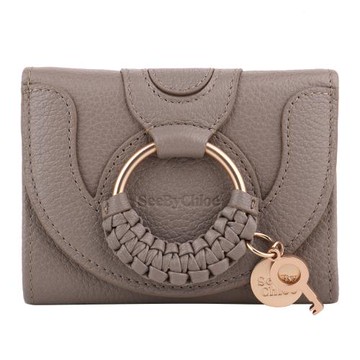 See by Chloe  HANA 皮革三折後拉鍊袋短夾(褐灰)